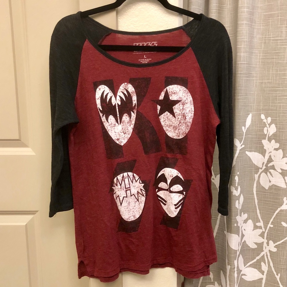 KISS Official Red/Black Longsleeve Raglan Tee